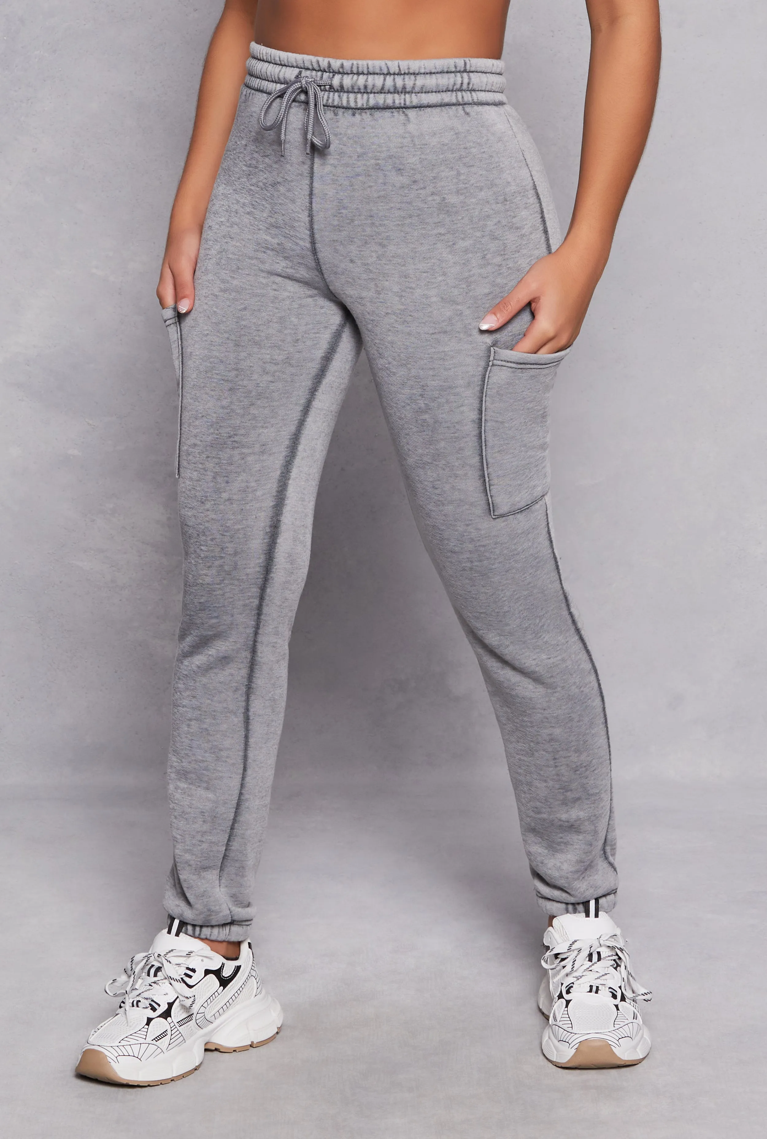 Fleece Lined Drawstring Cargo Sweatpants