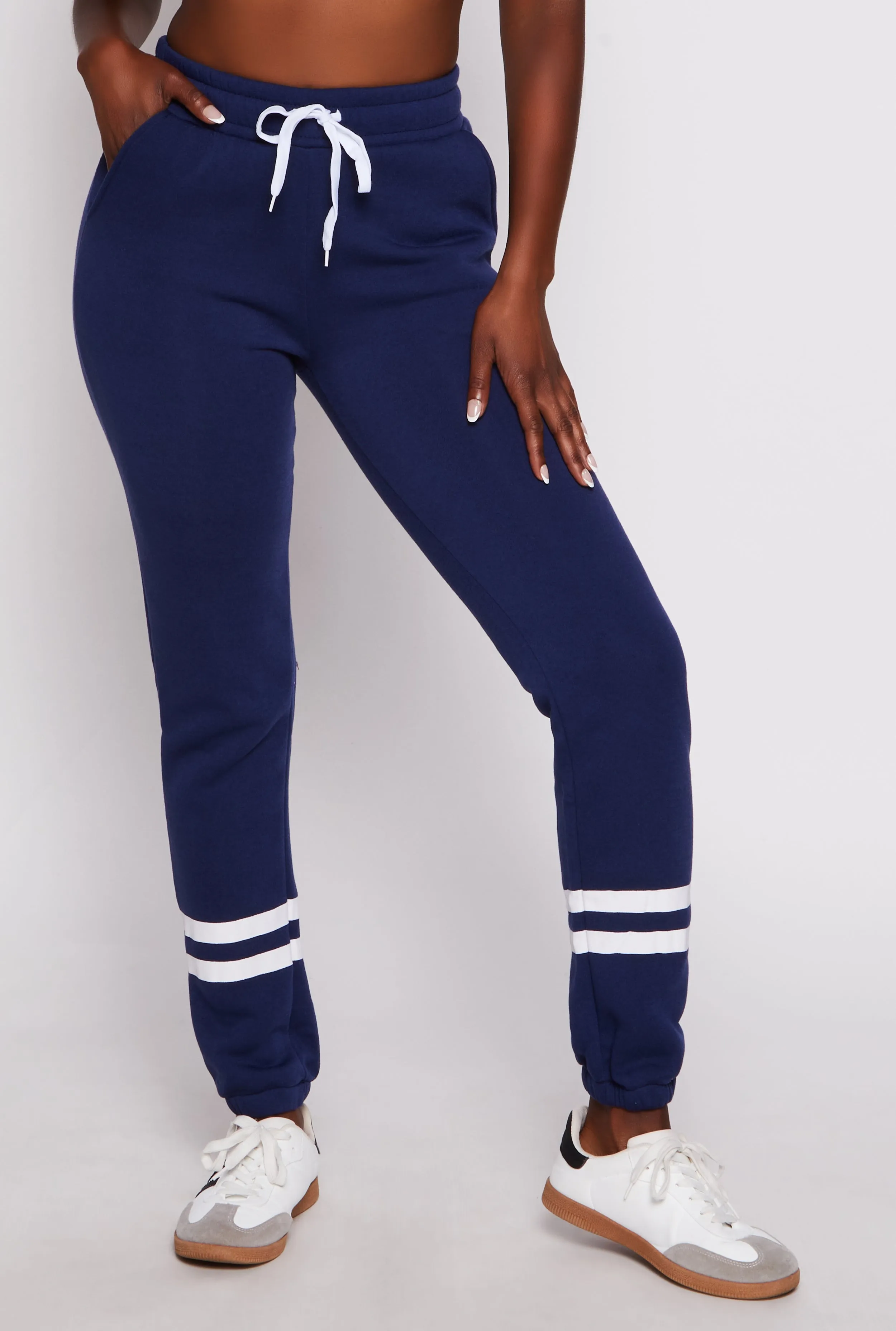 Fleece Lined Varsity Stripe Sweatpants