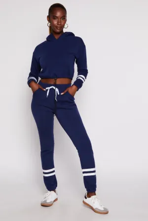 Fleece Lined Varsity Stripe Sweatpants