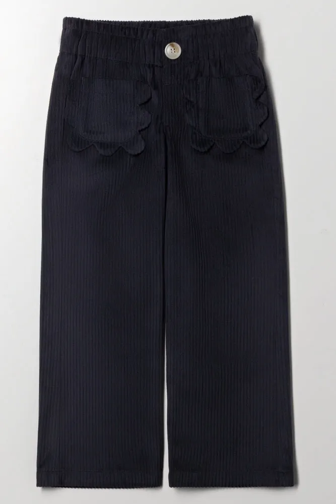 Flower Pocket Corduroy Pants Dark Grey