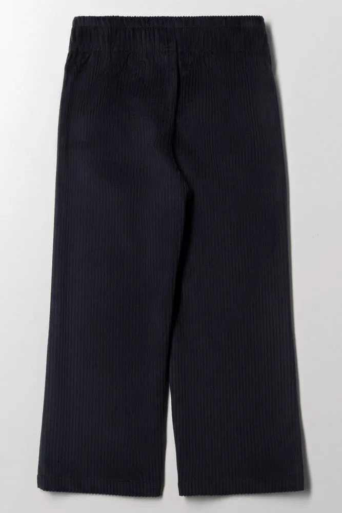 Flower Pocket Corduroy Pants Dark Grey
