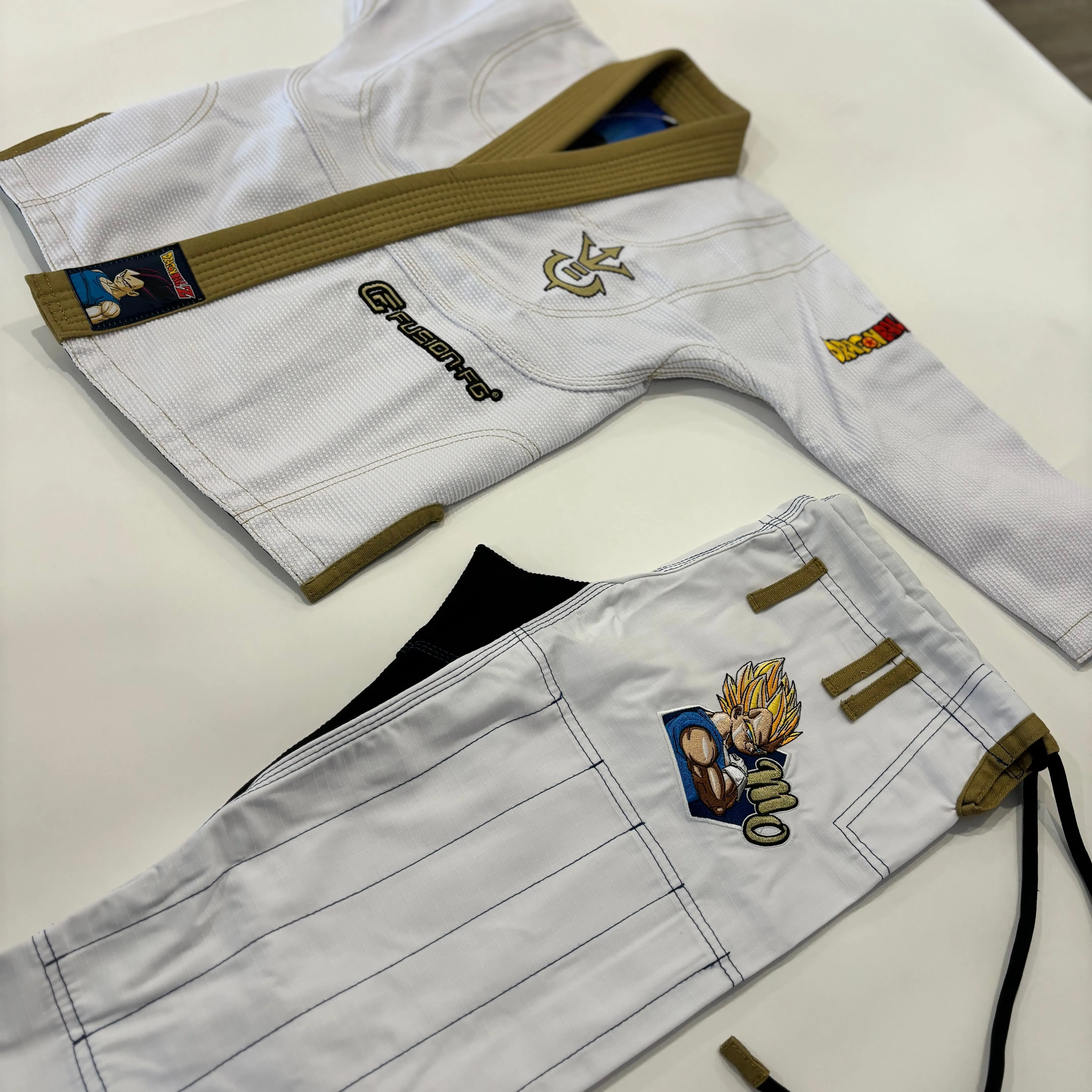 Fusion Fight Gear Kids Dragon Ball Z Vegeta BJJ Gi Limited Edition White