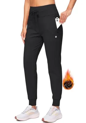 G Gradual Women's Fleece Lined Joggers High Waisted Water Resistant Thermal Winter Sweatpants Running Hiking Pockets.