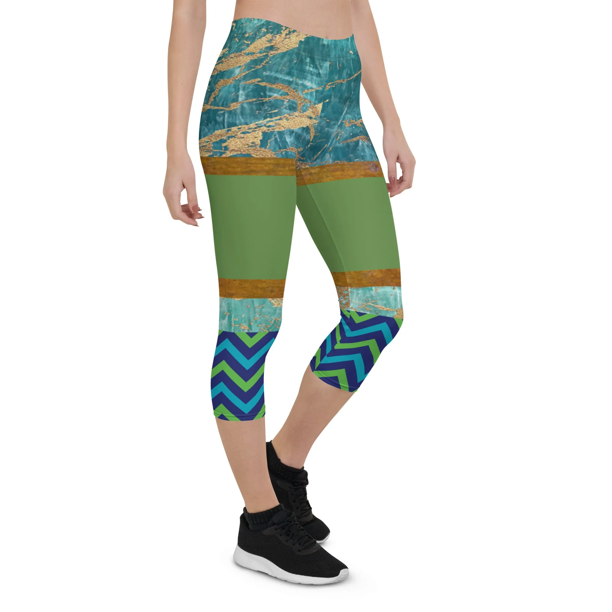 Galapagos Green Marble Capri Leggings
