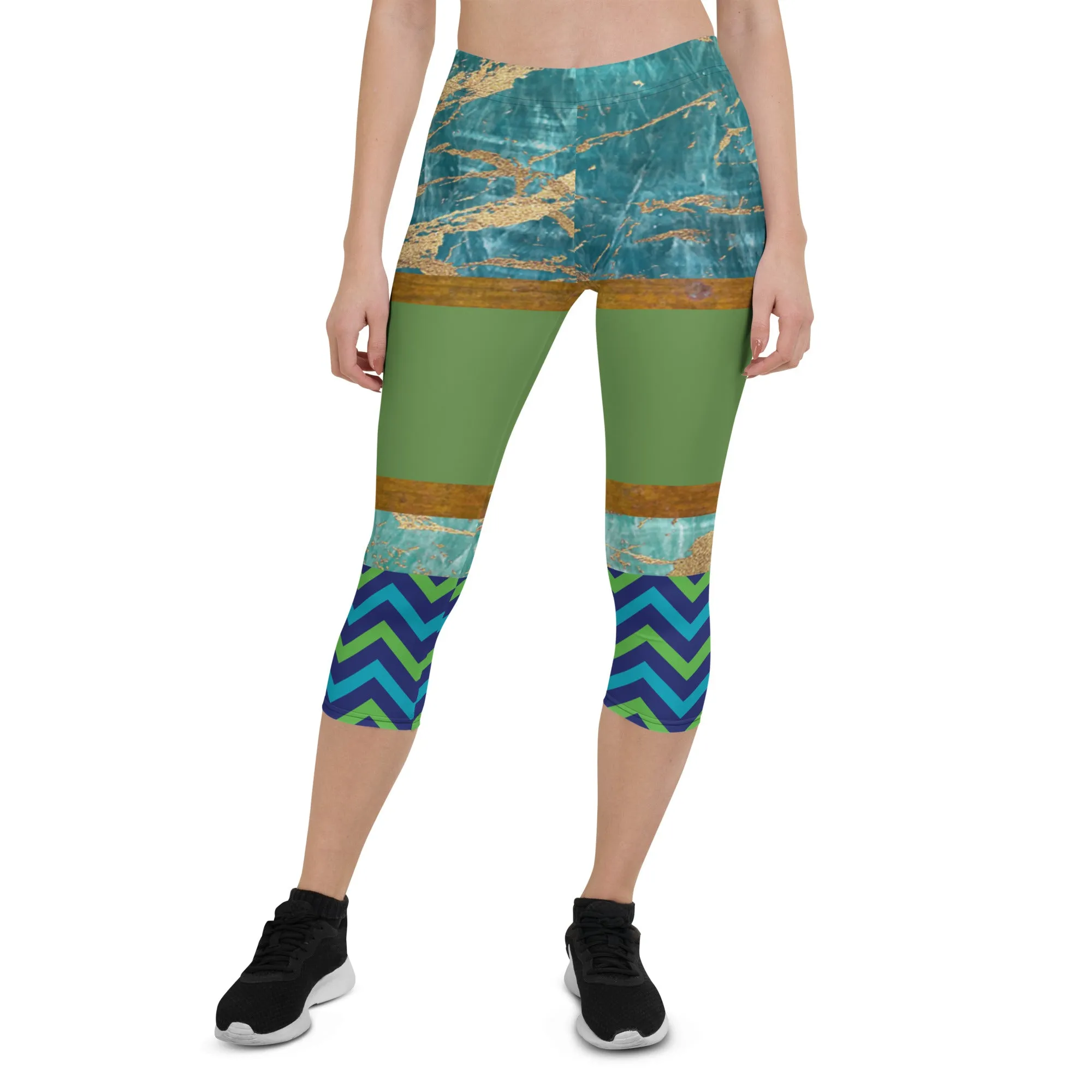 Galapagos Green Marble Capri Leggings