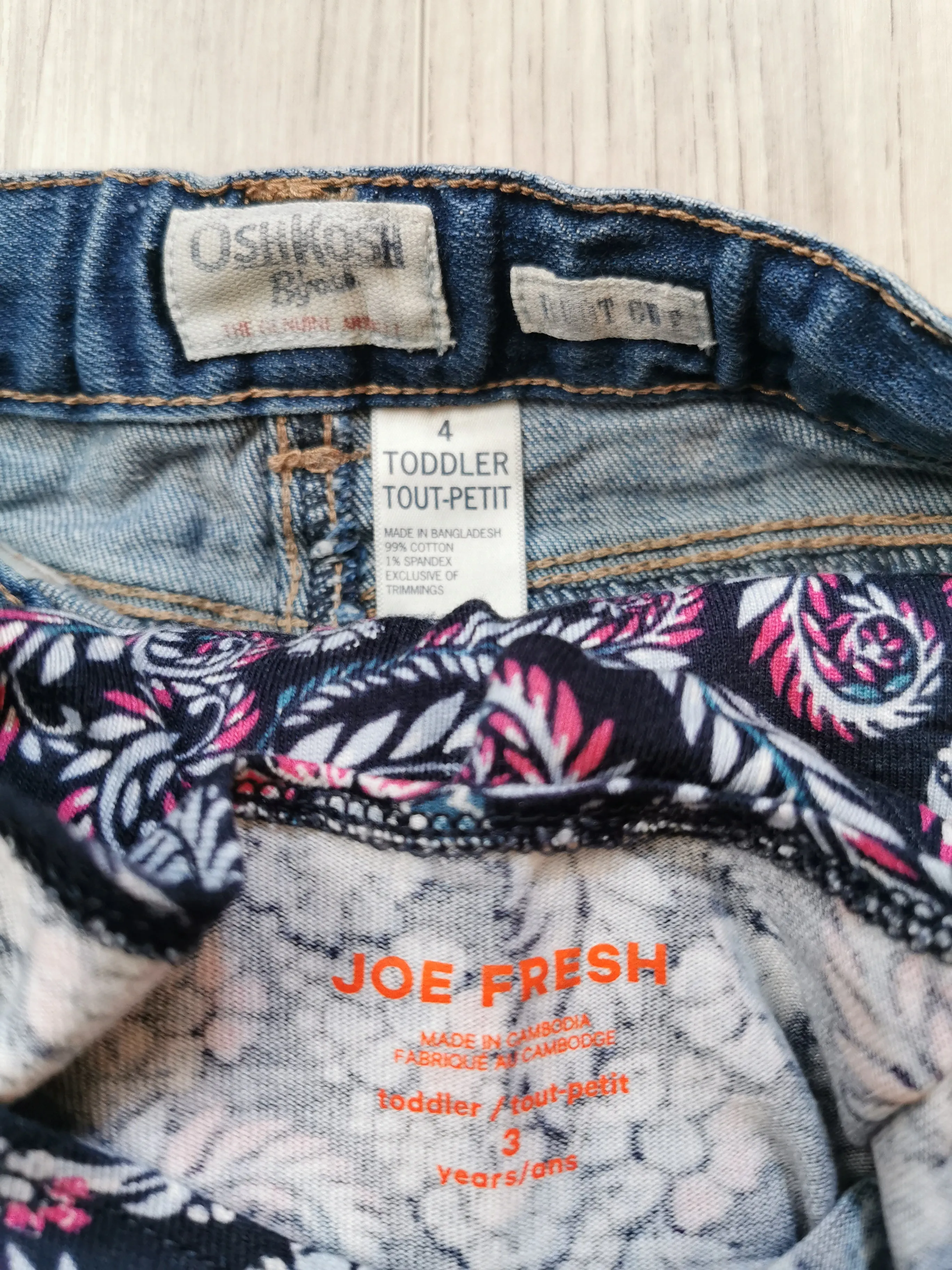 GIRL SIZE 3/4 YEARS - OSHKOSH & JOE FRESH, 2 Piece Mix N Match Outfit EUC B15