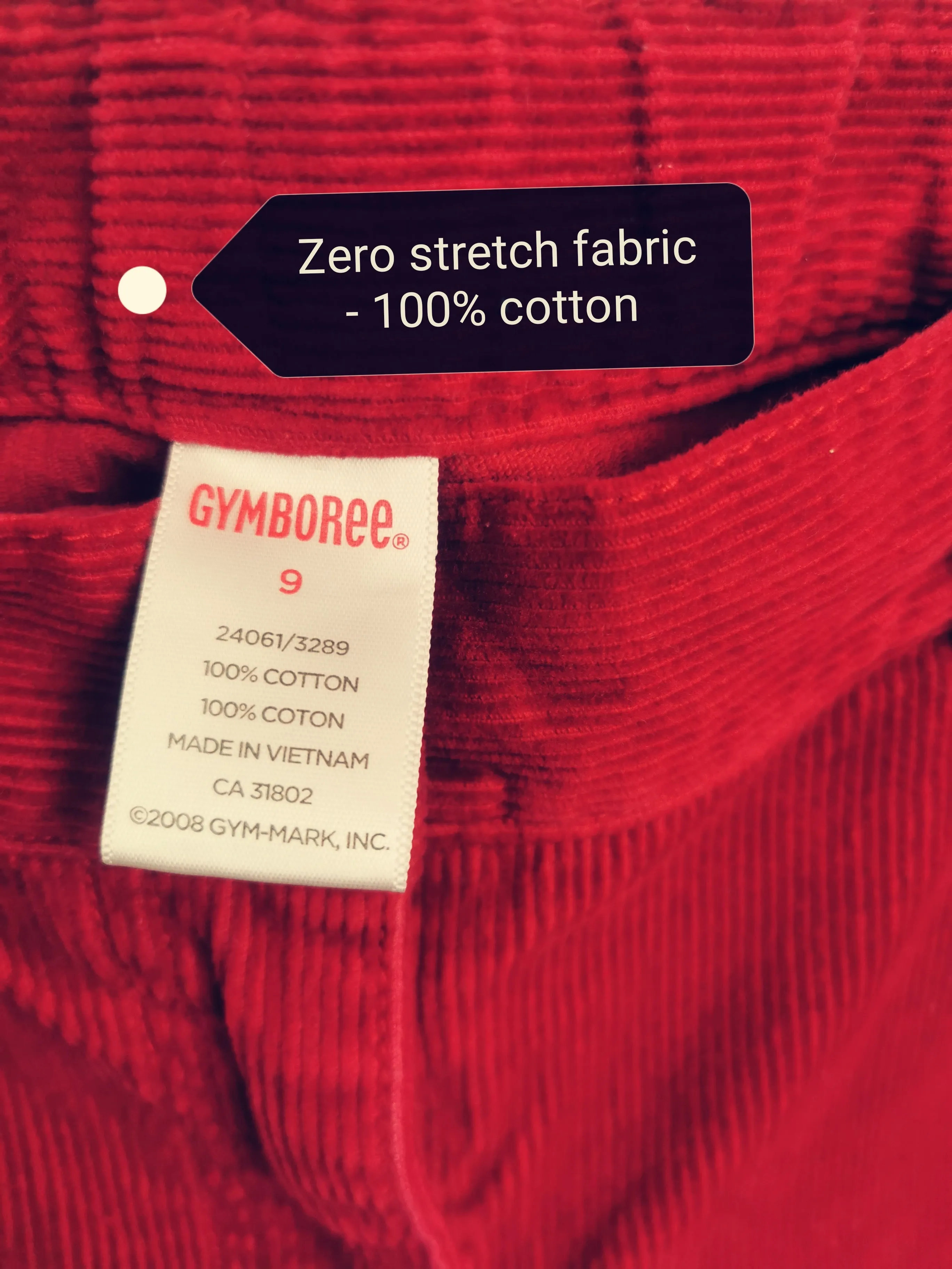 GIRL SIZE 9 YEARS - GYMBOREE, Corduroy, Red Flared Pants EUC B4