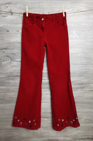 GIRL SIZE 9 YEARS - GYMBOREE, Corduroy, Red Flared Pants EUC B4
