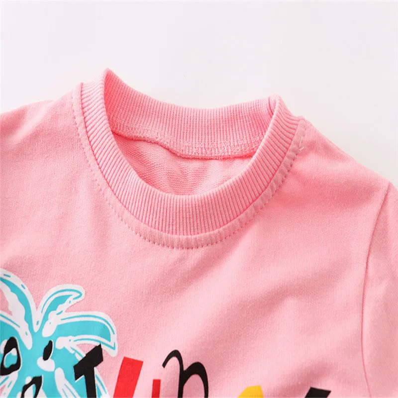 Girls Elephant Print Cotton Sweatshirts - Pink