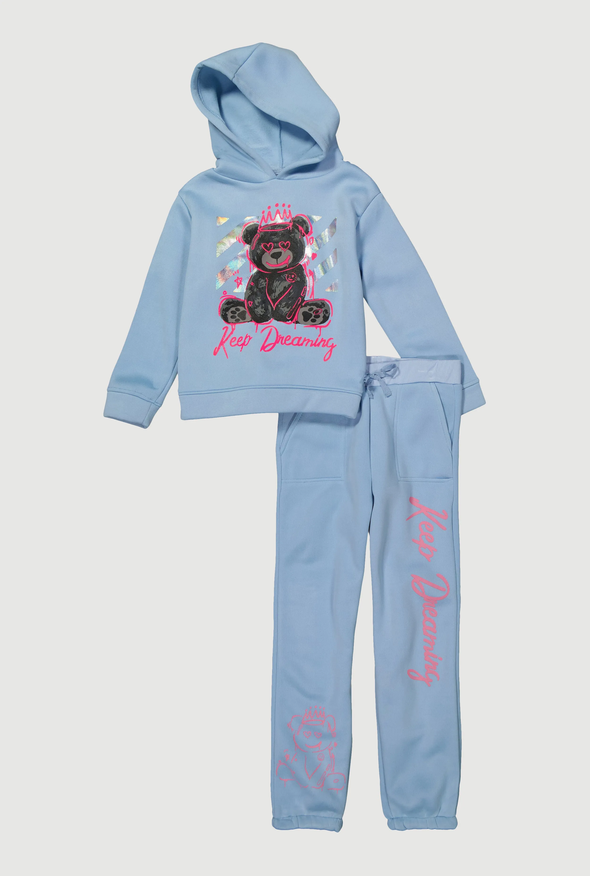 Girls Keep Dreaming Bear Graphic Sweatshirt and Sweatpants