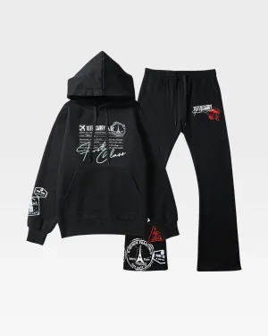 Globetrotter Hoodie & Sweats Set in Black