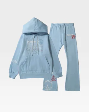 Globetrotter Hoodie & Sweats Set in Blue
