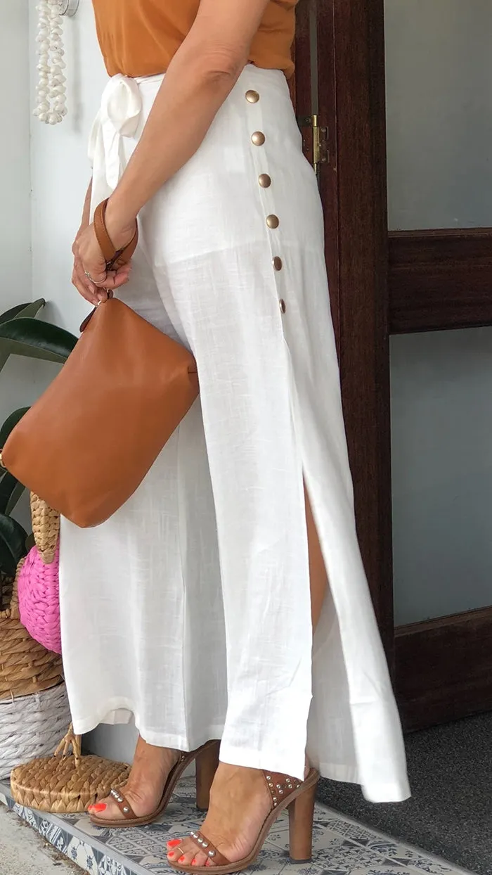 Gold Button Palazzo Pants