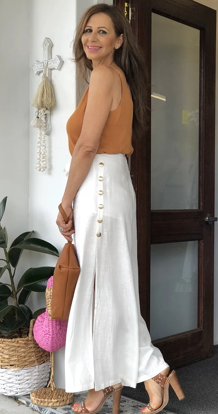 Gold Button Palazzo Pants