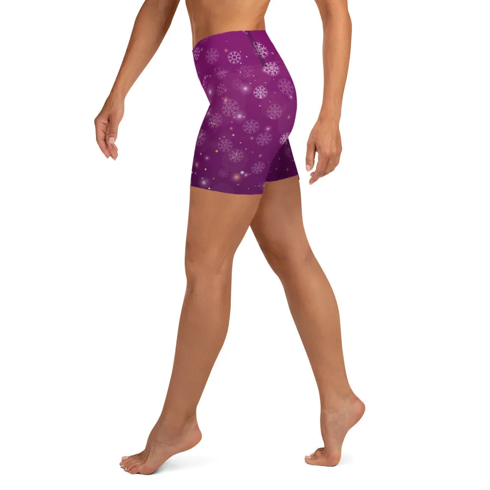 Gold Christmas Tree Yoga Shorts