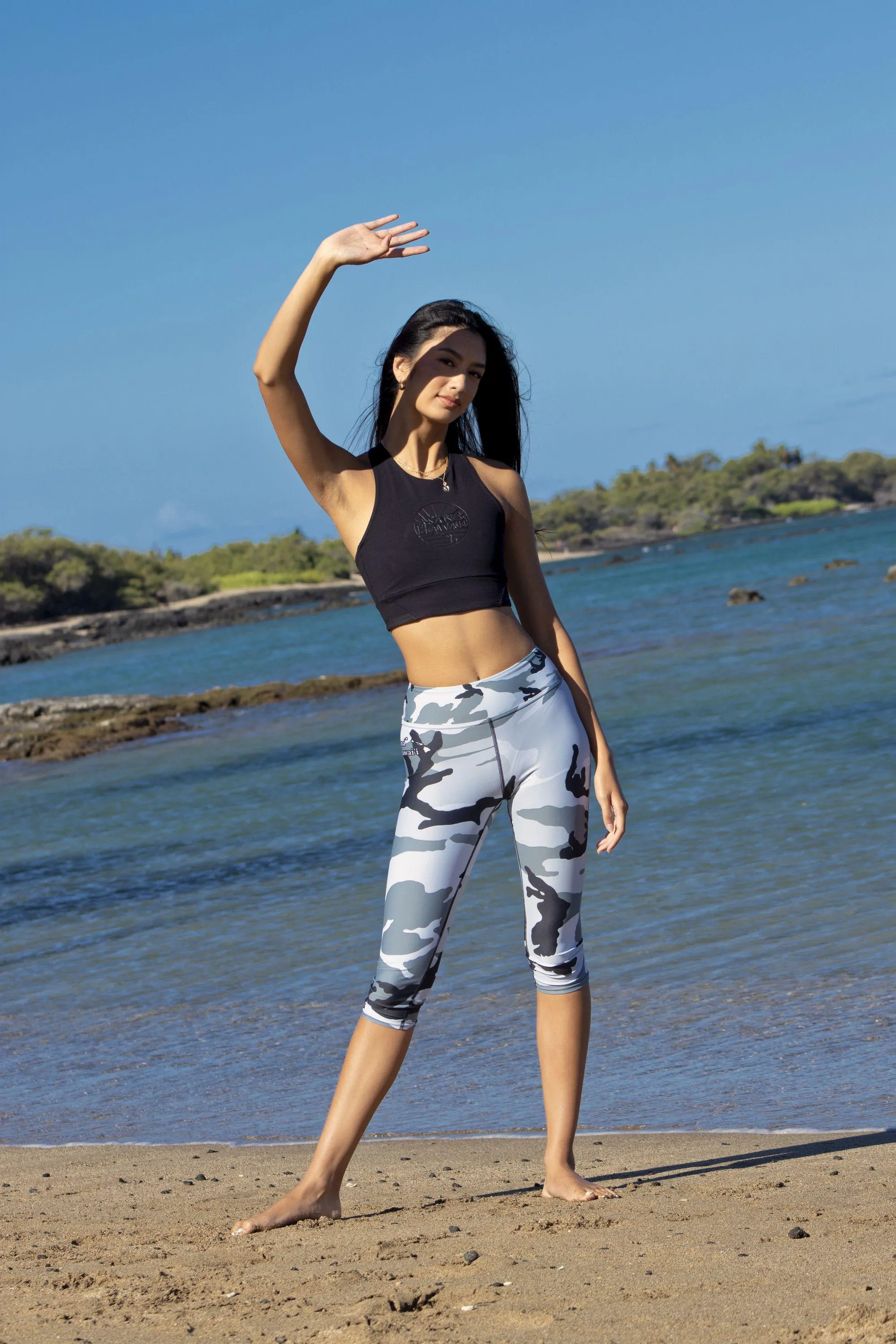 Gray Camo Yoga Capri Leggings