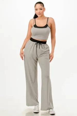 Gray Tank Top And Sweatpants Set