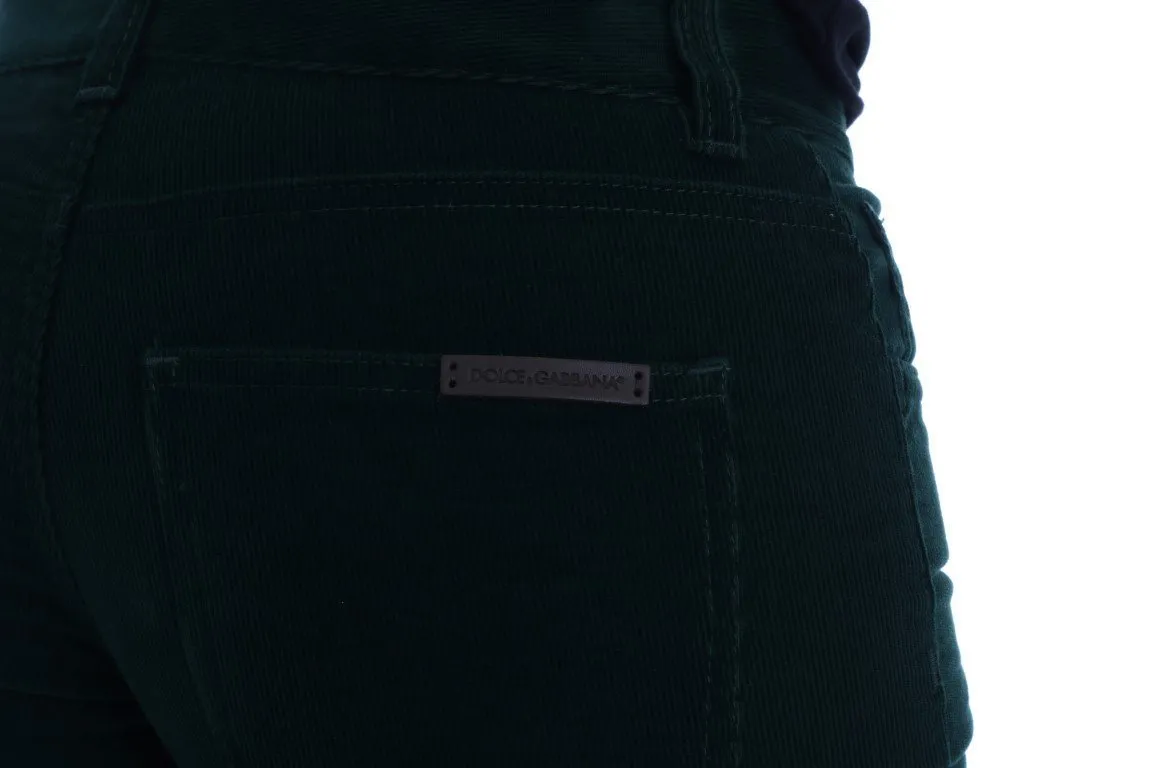 Green Corduroy Cotton Stretch Jeans