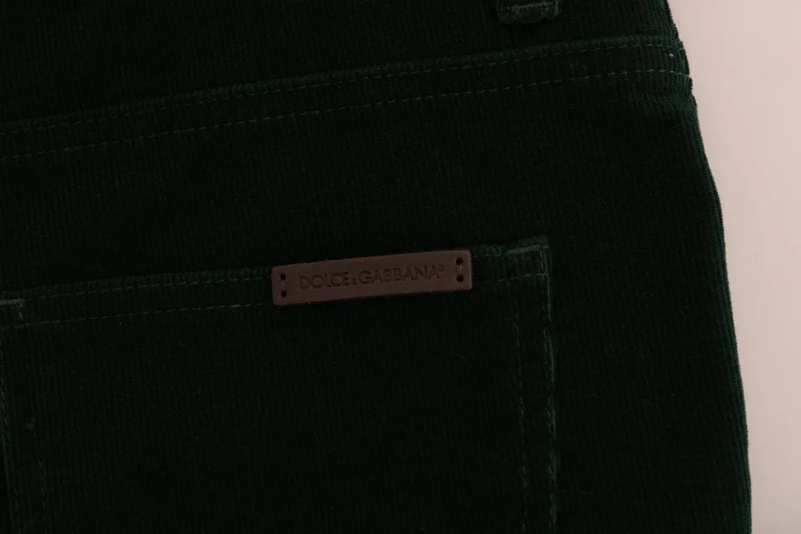 Green Corduroy Cotton Stretch Jeans