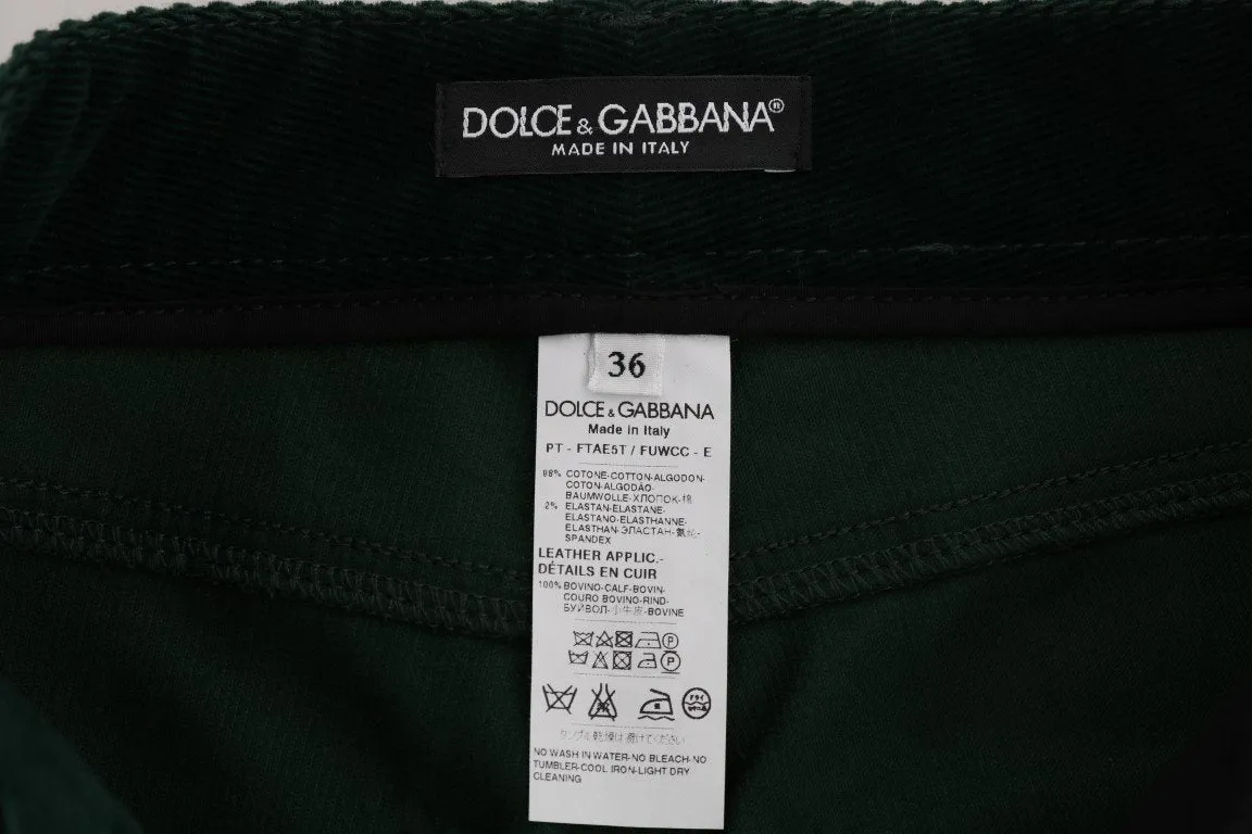 Green Corduroy Cotton Stretch Jeans