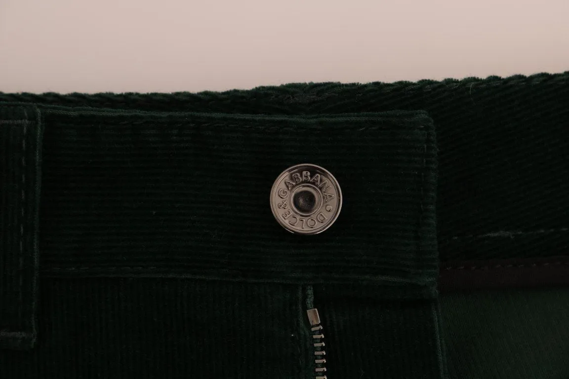 Green Corduroy Cotton Stretch Jeans