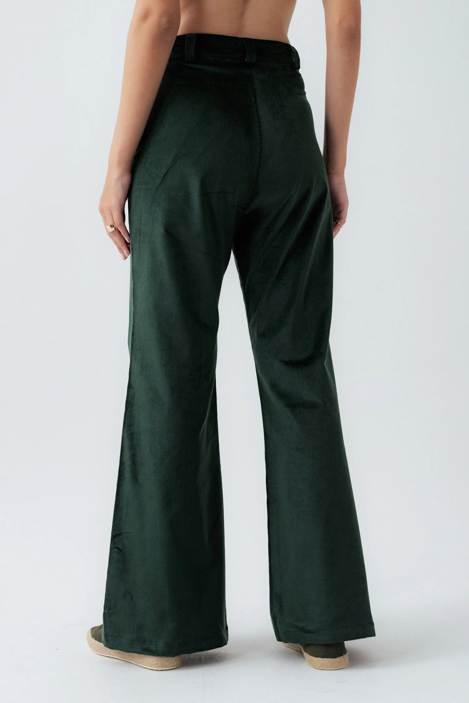 Green Wide Leg Corduroy Pants