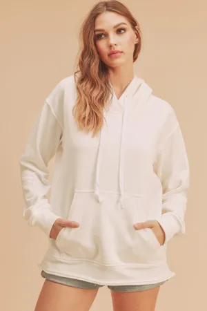Half Zip Sweatshirt with Kangaroo Pockets in White