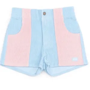 Hammies Two Toned Powder Blue &amp; Pink Corduroy Shorts Retro 70’s Sz 36