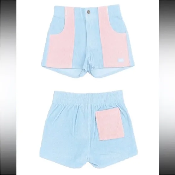Hammies Two Toned Powder Blue &amp; Pink Corduroy Shorts Retro 70’s Sz 36