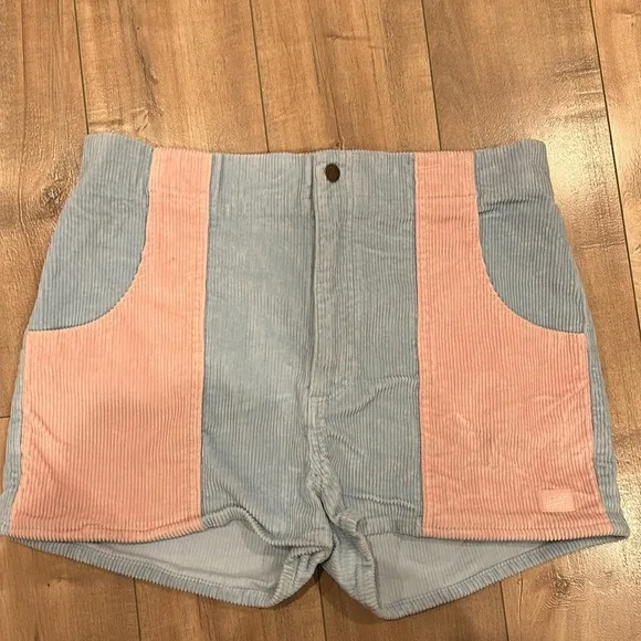 Hammies Two Toned Powder Blue &amp; Pink Corduroy Shorts Retro 70’s Sz 36