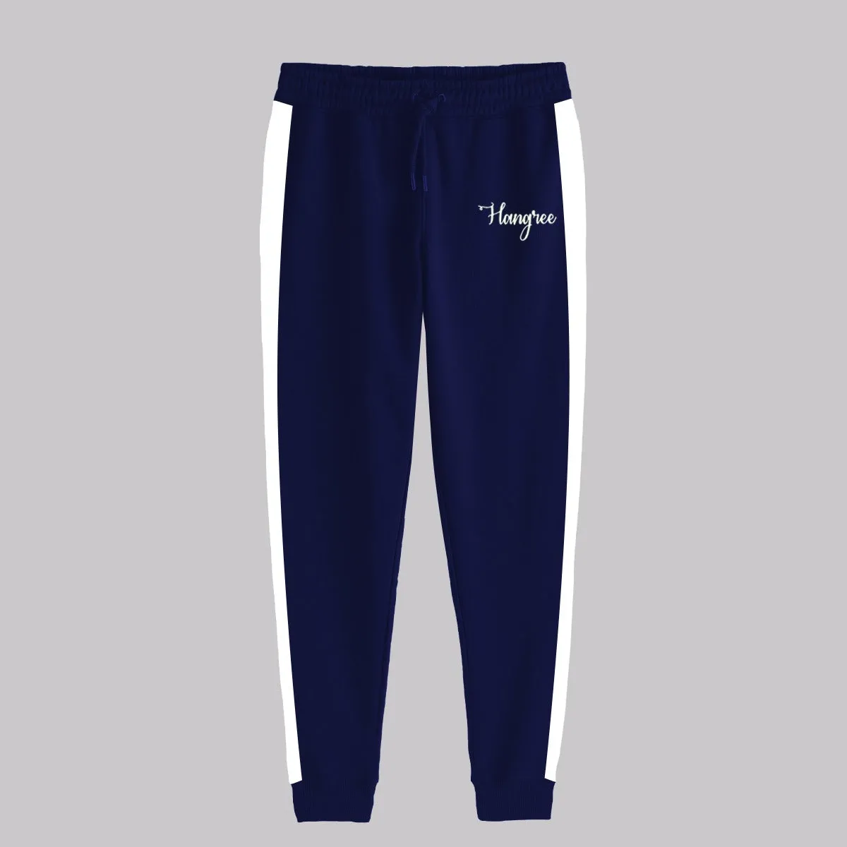 Hangree Signature Emb Close Bottom Panel Fashion Sweat Pant - Navy