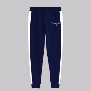 Hangree Signature Emb Close Bottom Panel Fashion Sweat Pant - Navy