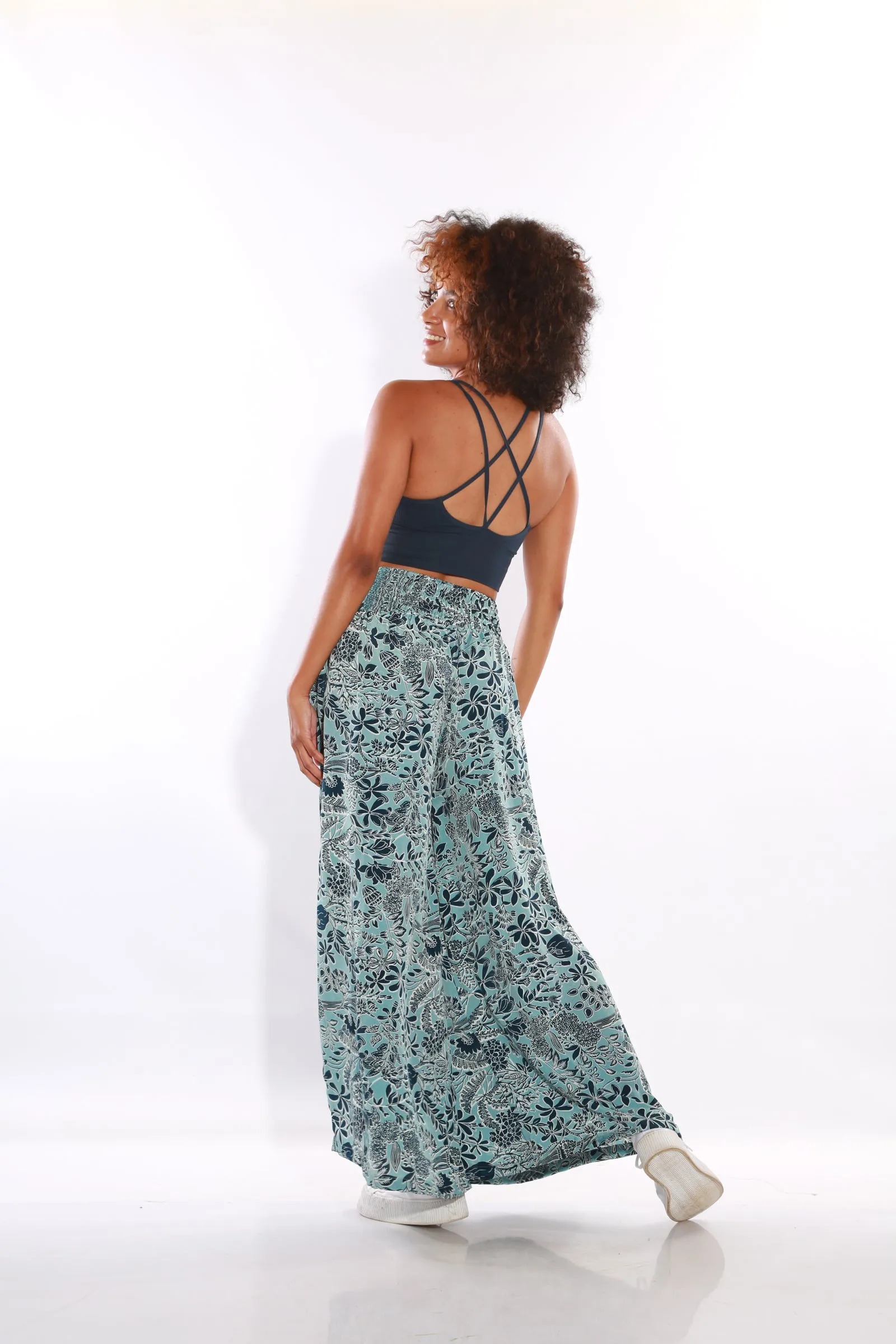 Happy Pants wide leg Boho palazzo pants -  capri