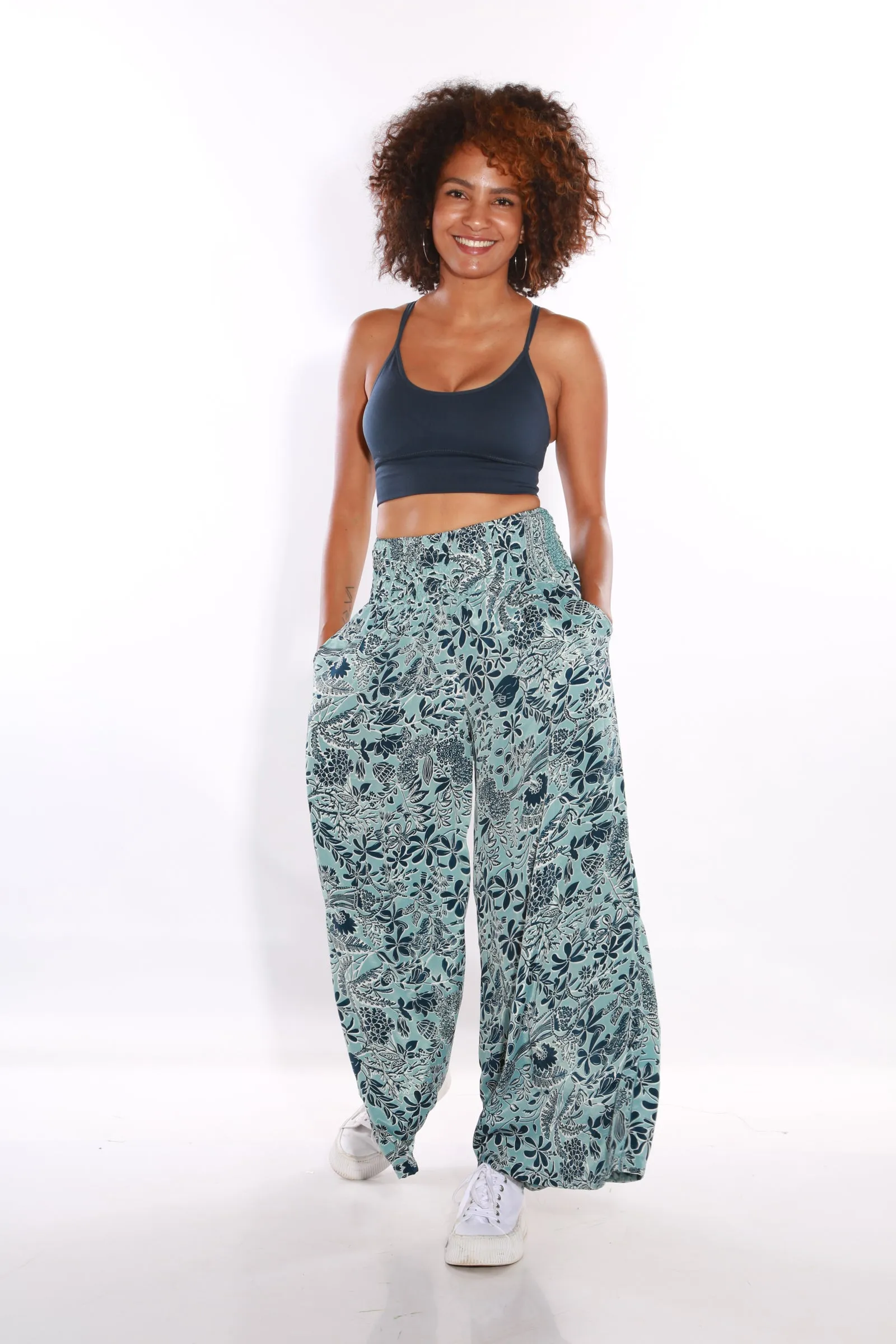 Happy Pants wide leg Boho palazzo pants -  capri