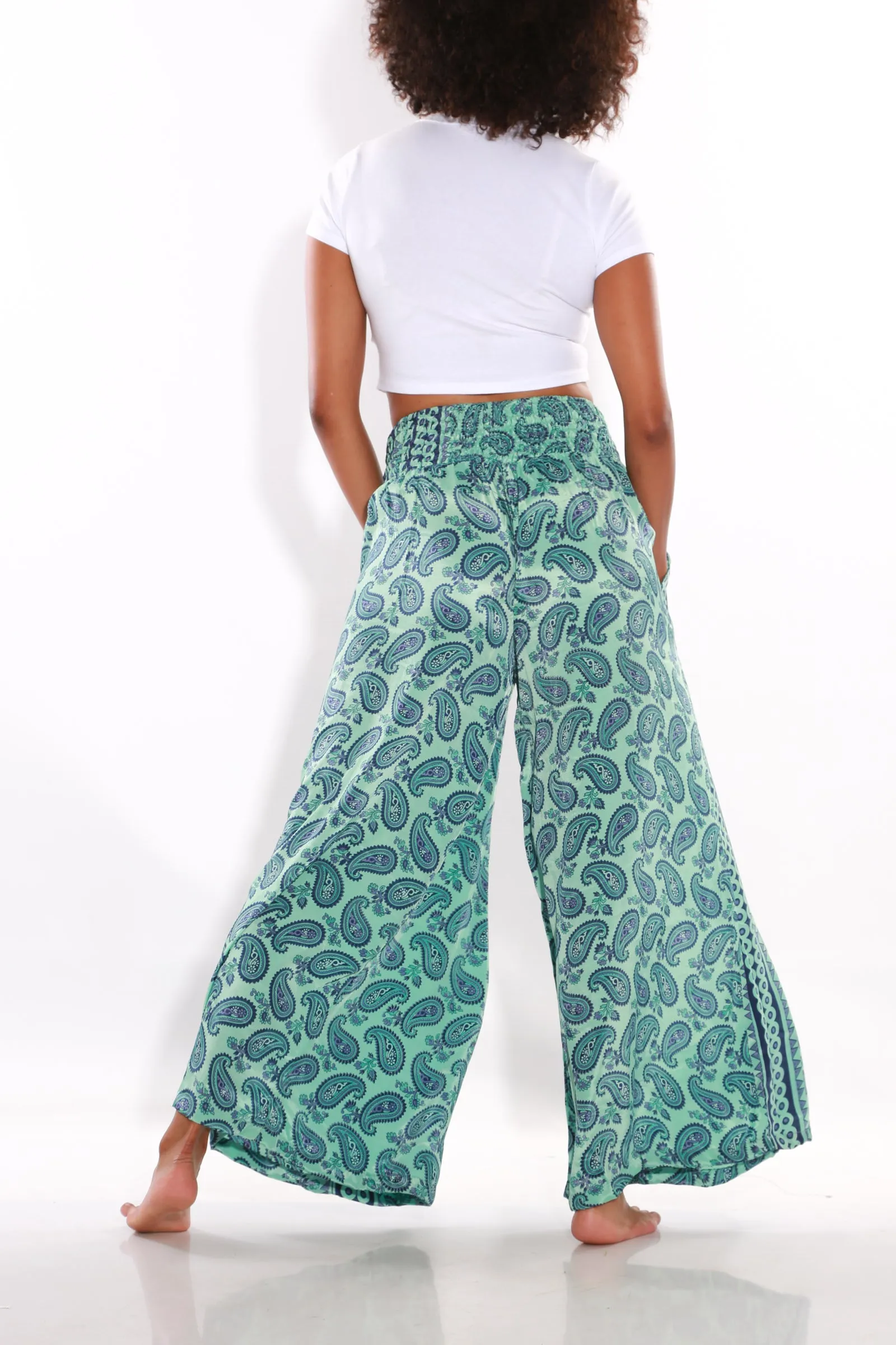 Happy Pants wide leg Boho palazzo pants -  teal