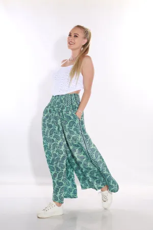 Happy Pants wide leg Boho palazzo pants -  teal