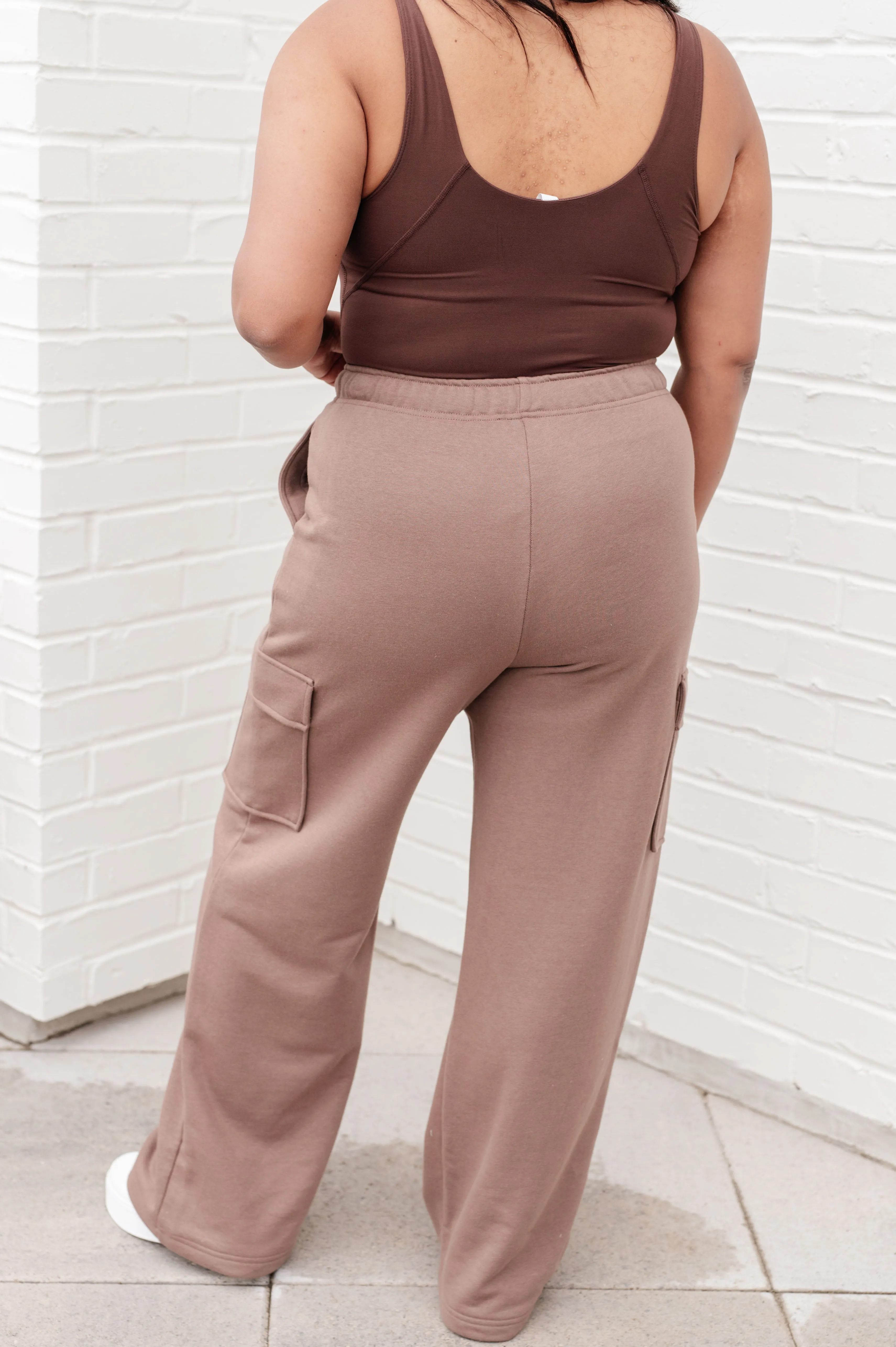 Hazel Blues® |  Run, Don't Walk Cargo Sweatpants in Smokey Brown