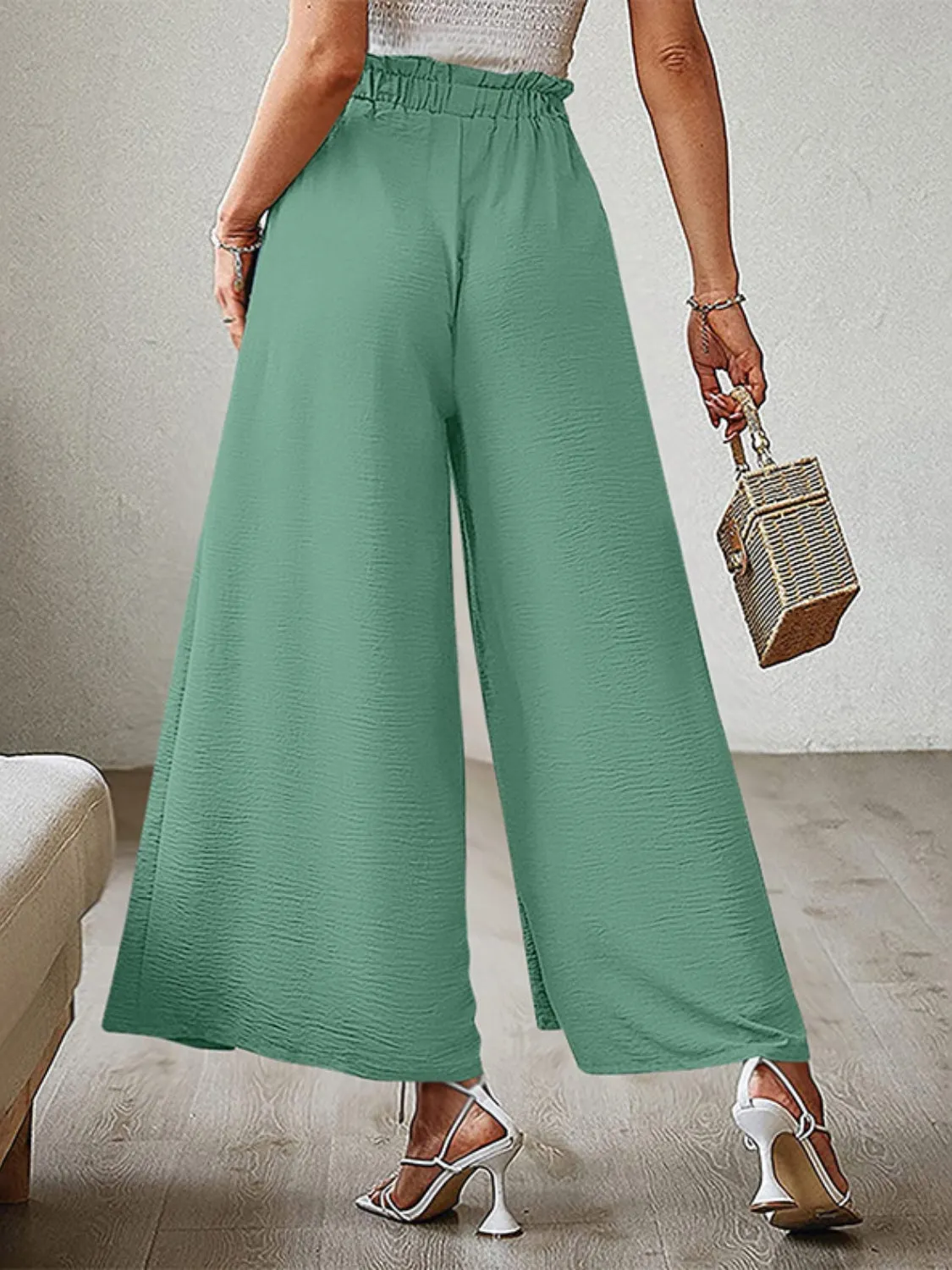 Hazel Blues® |  Tied Slit Wide Leg Pants