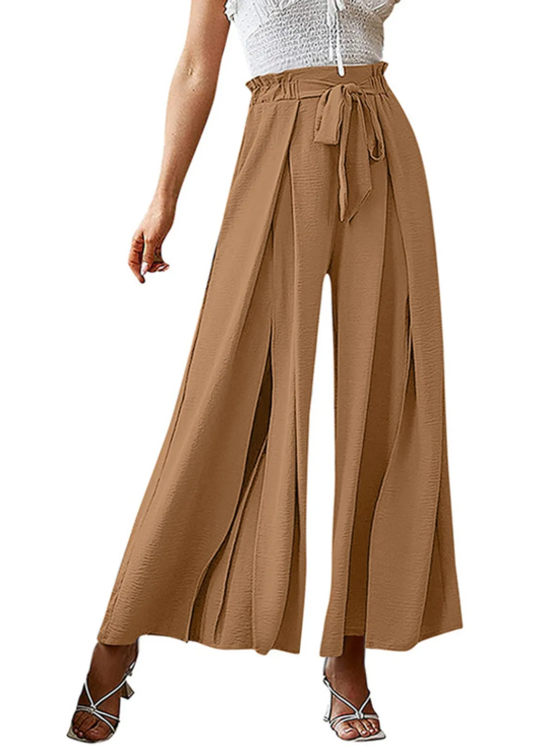 Hazel Blues® |  Tied Slit Wide Leg Pants