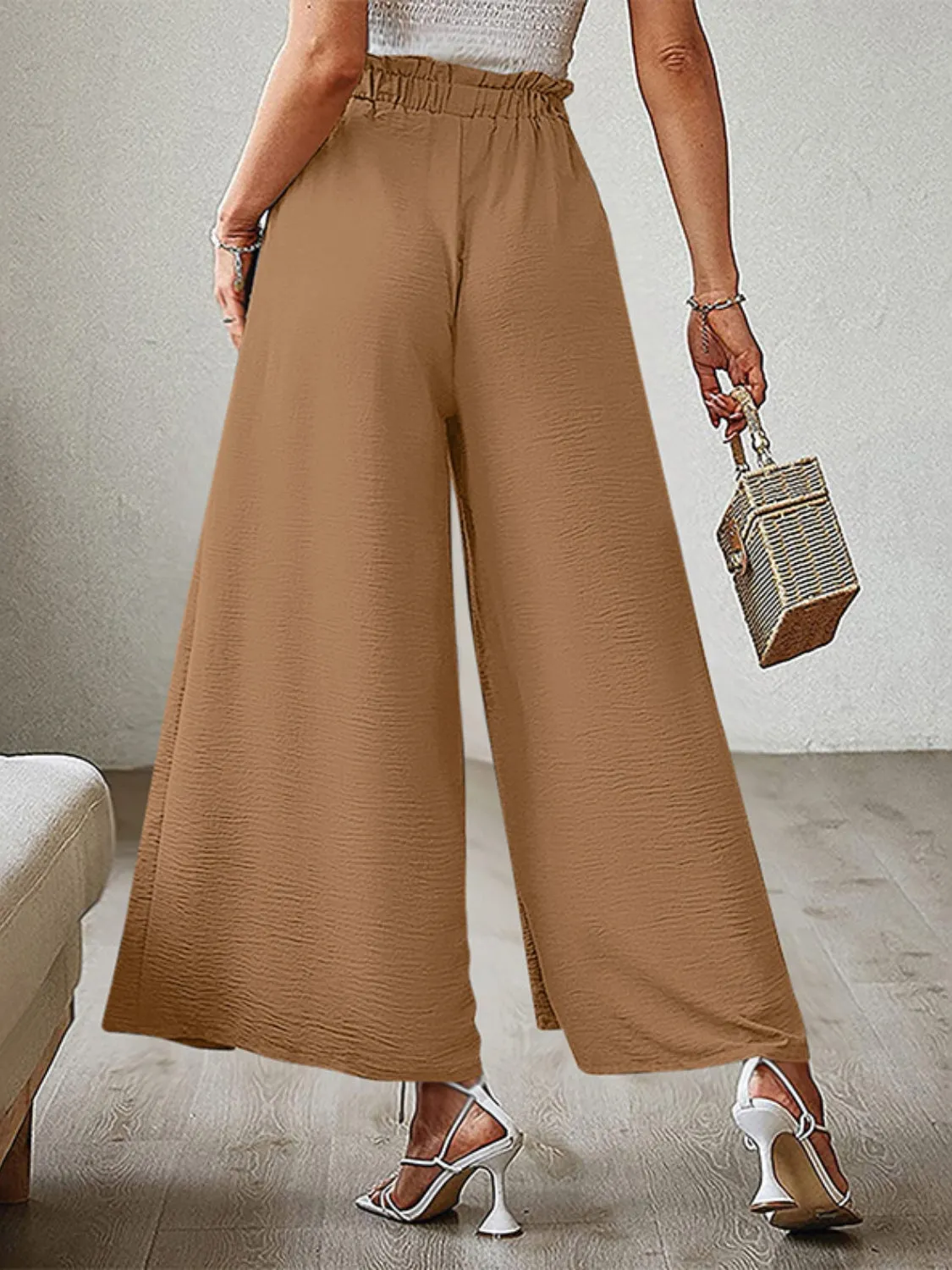 Hazel Blues® |  Tied Slit Wide Leg Pants