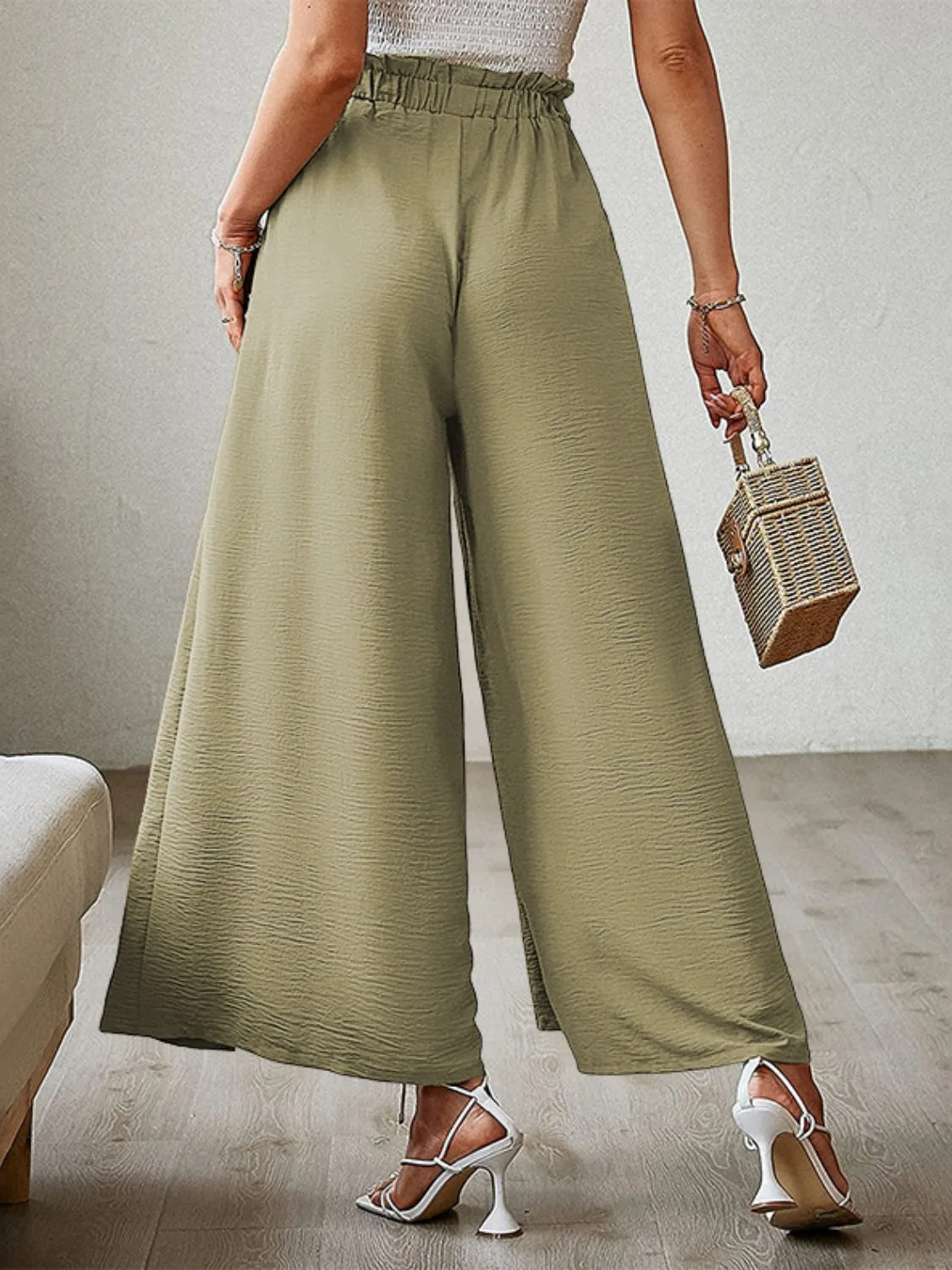 Hazel Blues® |  Tied Slit Wide Leg Pants