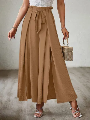 Hazel Blues® |  Tied Slit Wide Leg Pants