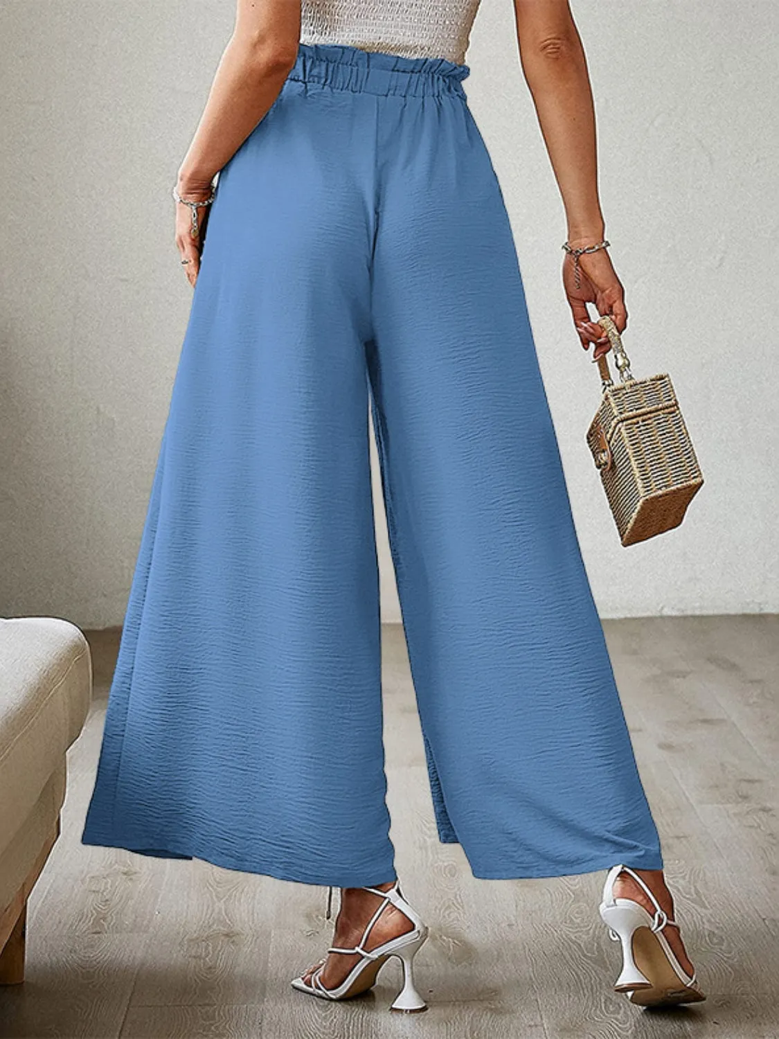 Hazel Blues® |  Tied Slit Wide Leg Pants