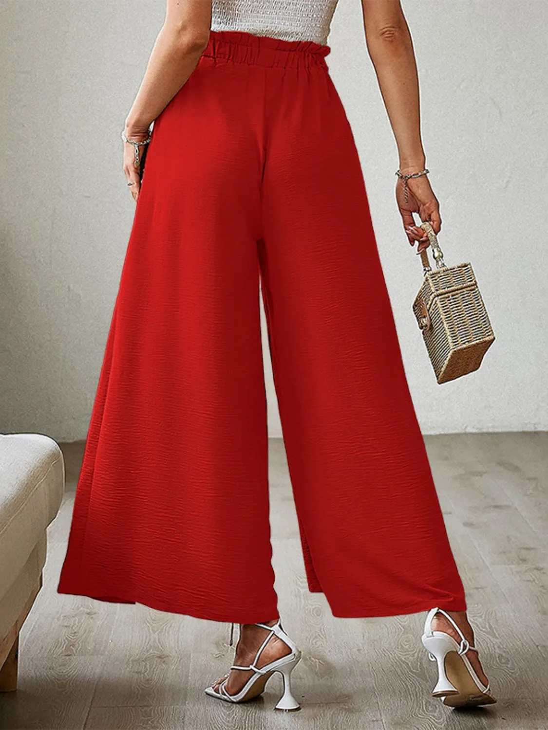 Hazel Blues® |  Tied Slit Wide Leg Pants