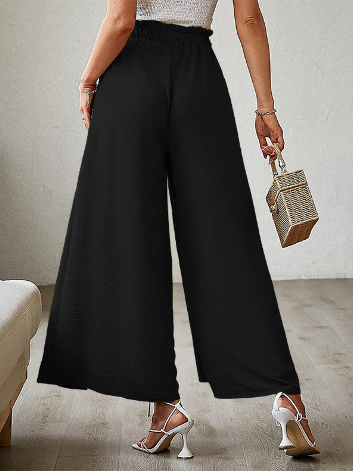 Hazel Blues® |  Tied Slit Wide Leg Pants