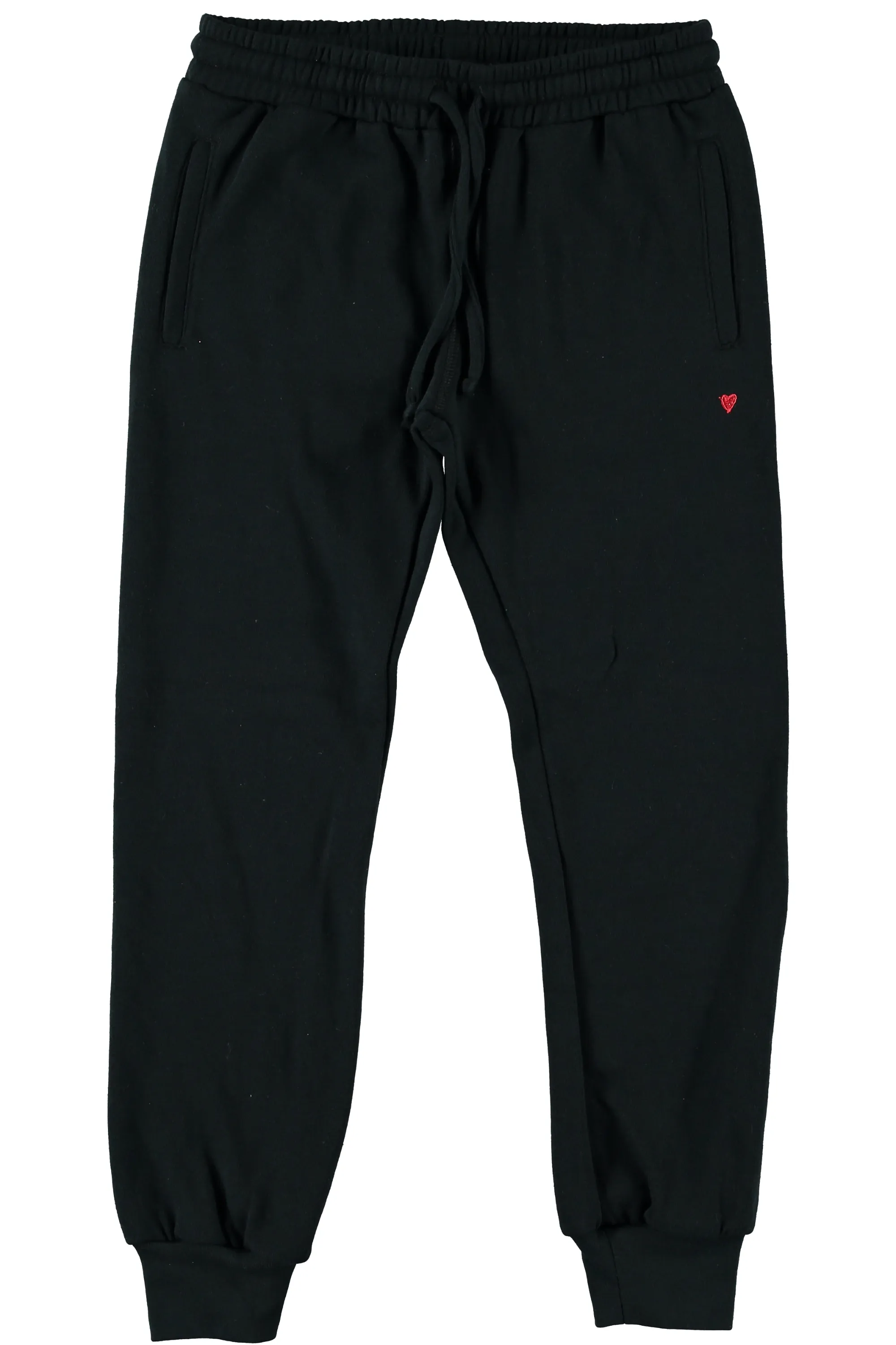 Heart Embroidered Sweatpants, Black