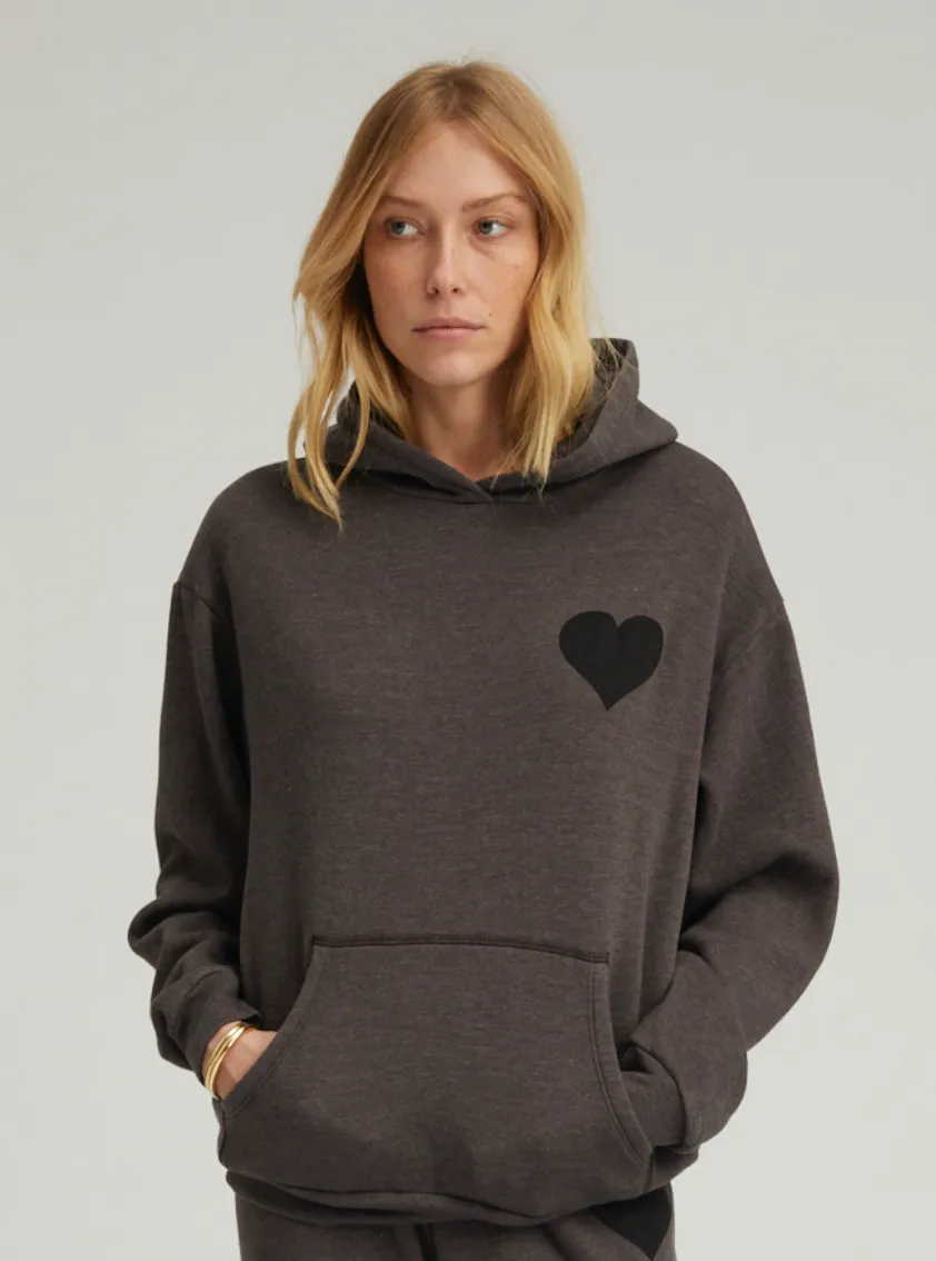Heart Hoodie in Charcoal