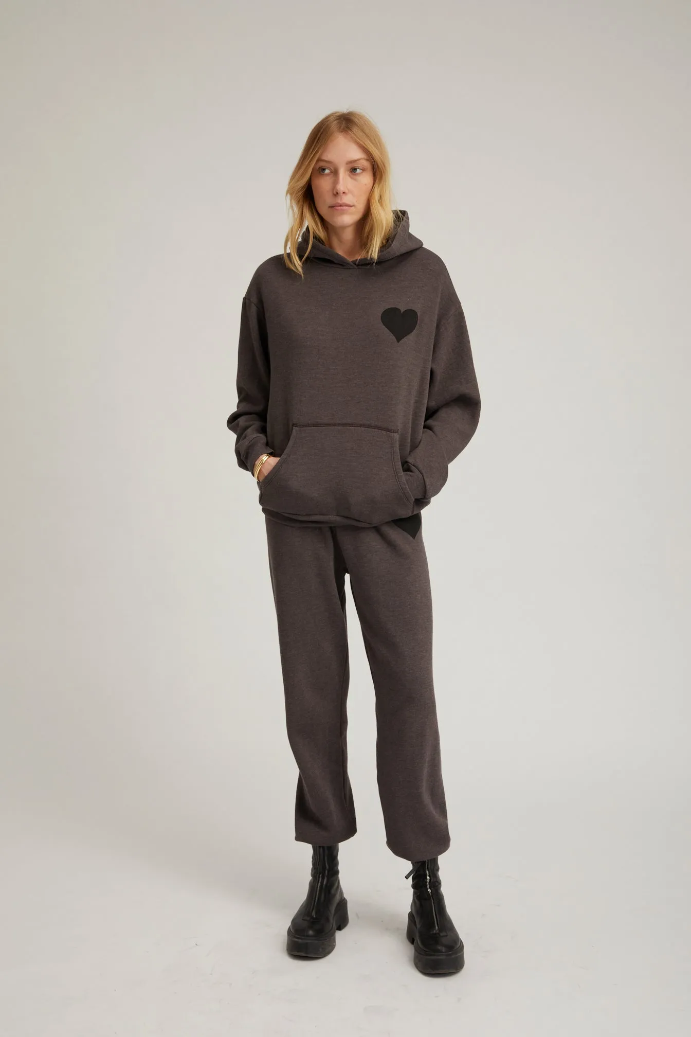 Heart Hoodie in Charcoal