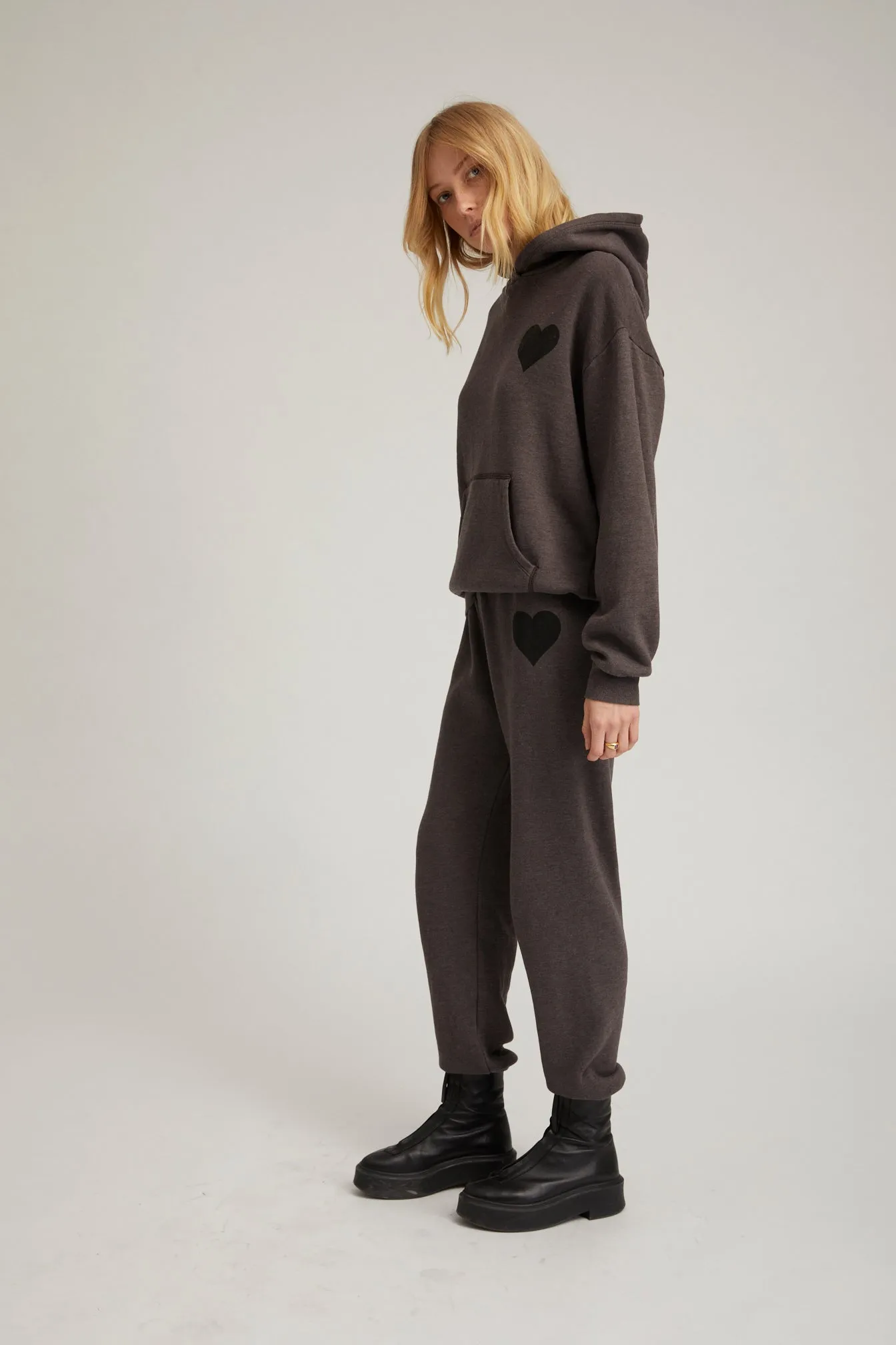 Heart Hoodie in Charcoal
