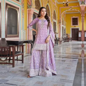Heavy Embroidered Lavendar Palazzo Set